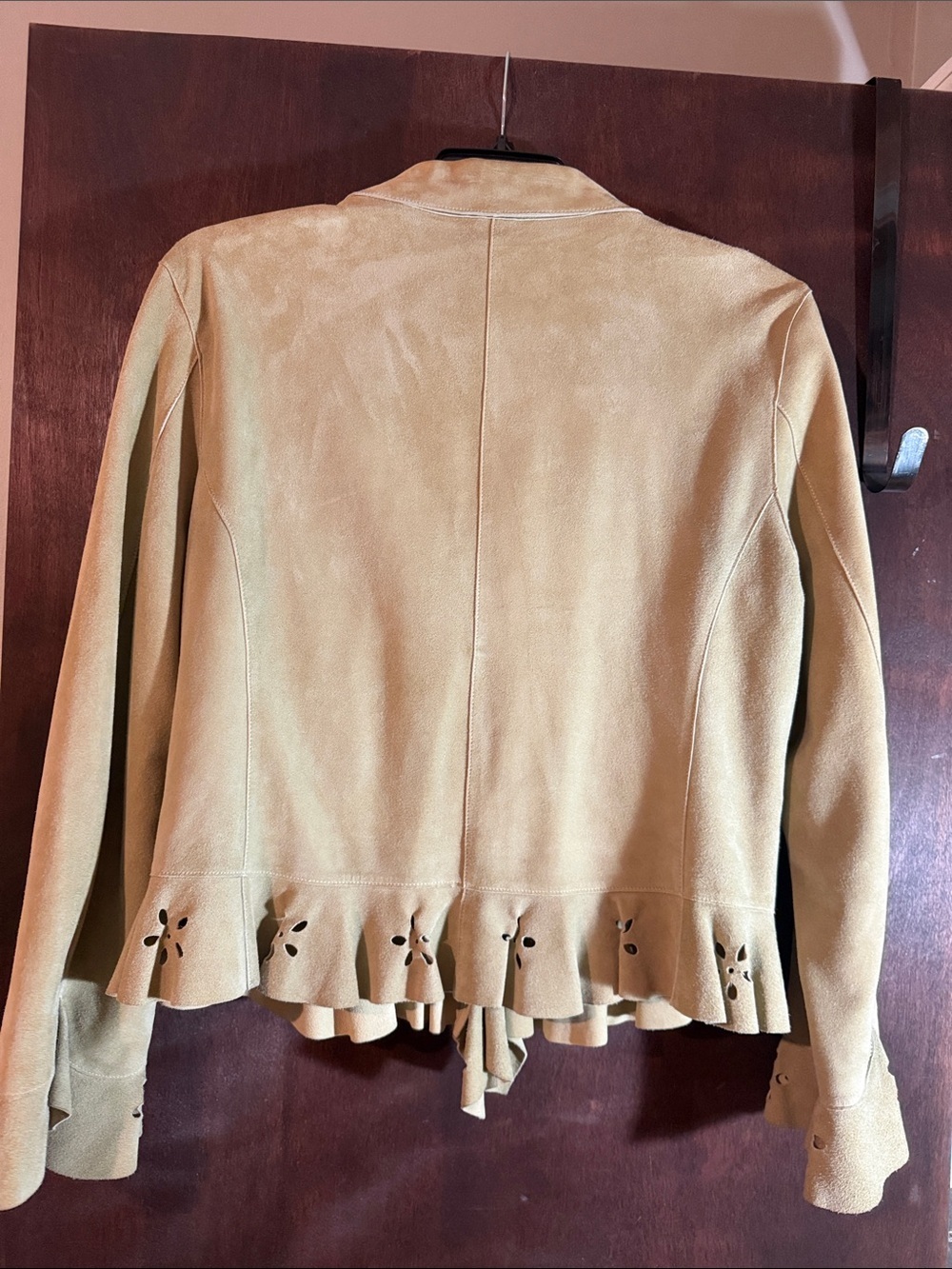 Vintage Relativity Tan Suede Ruffle Front Jacket - Picture 3 of 3